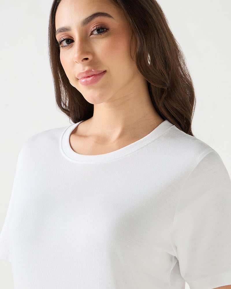 bewakoof Women's White Slim Fit T-shirt - Image 5